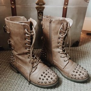 Brown combat boots